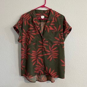 A New Day Women’s Green Hawaiian Print Top / Size Large